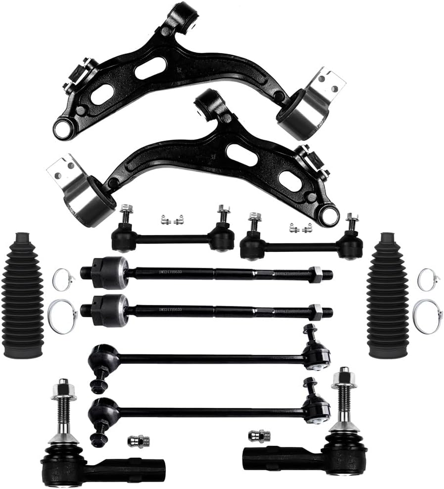ASAPE 12 Pcs Suspension Kit - Fit 2005-2007 for Mercury Montego 2005-2007 for Ford Five Hundred, Include - Front Lower Control Arm and Ball Joint Outer Inner Tie Rod End w/Boot Sway Bar Link