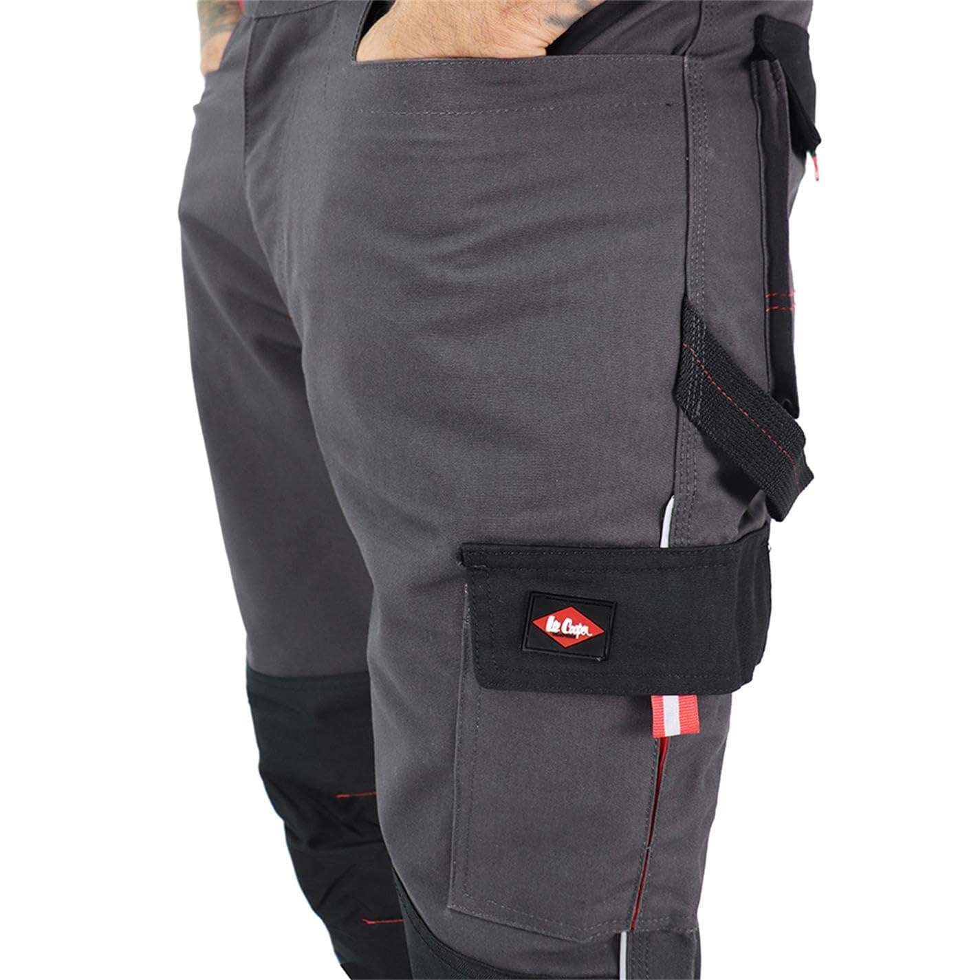 Pantalones Lee Cooper, Ropa para hombre multi del bolsillo del cargo de seguridad pantalones de trabajo, Gris, Talla 36" Cintura, regular 31" Pierna, Reg 36W (LCPNT236_G31L_36)