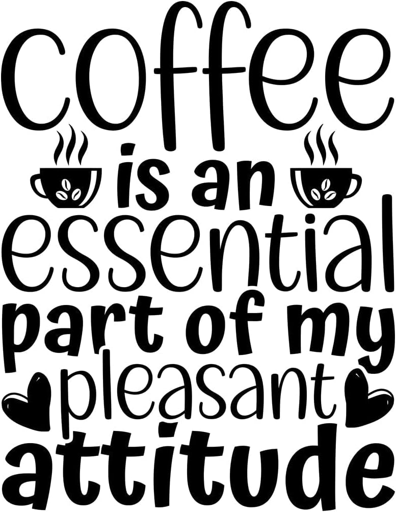 Vinyl Wall Stickers Coffee Day 40x51.7cm Removable Without Leaving Glue Black