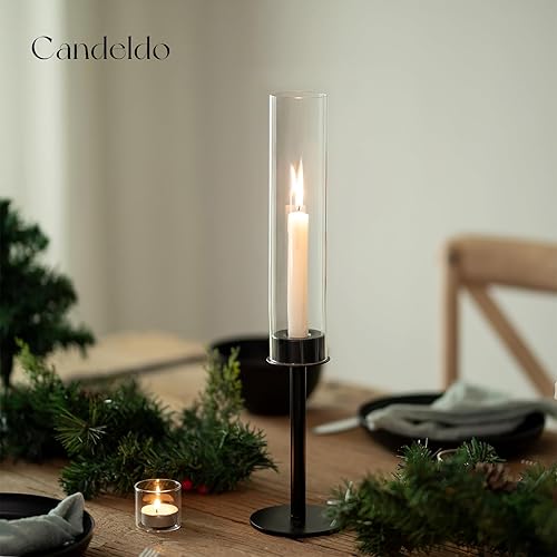 Miniatura 6 de Portavelas Black Hurricane Candeldo Taper Candelabros Candelabros de cristal, centro de mesa, juego de 3 velas para chimenea, decoración moderna
