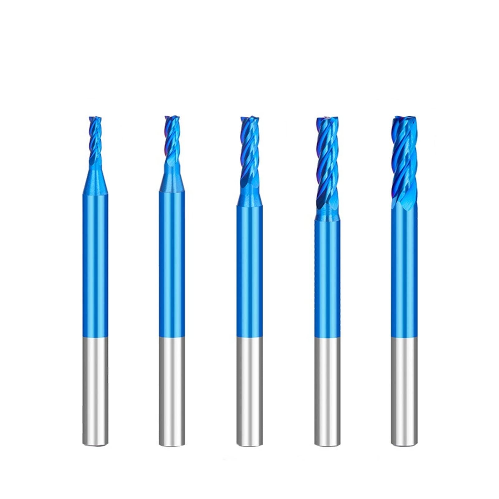 TBZOQAID 5pcs Tungsten Carbide End Mill 4 Flute CNC Milling Cutters 3.175mm Shank Nano Blue Coated Bit for Wood Metal Machine