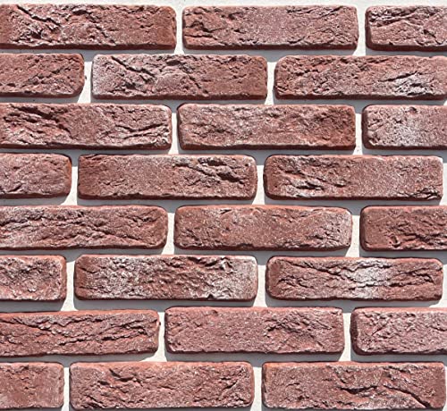 G JOY Boston Thin Brick Veneers â€“ 36 Single Faux Bricks â€“ in Box 3.23 sq.ft. â€“ Interior Brick Tile for Backsplash, Fireplace, Accent Walls â€“ Low Cost, Easy DIY Bricks Installation