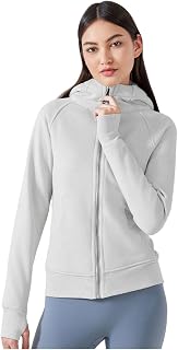 Sudadera con capucha para mujer, ligera con cremallera, cómoda para el día a día, tela suave para el salón y al aire libre, ropa exterior informal, chaqueta de yoga y fitness
