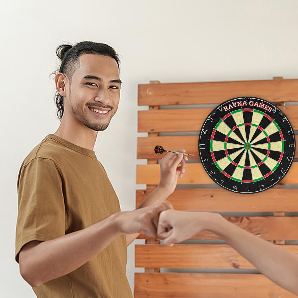 Dartscheibe Kork mit 6 Dartpfeile,Zahlenring Dartscheibe Set mit Dartwerkzeug, Oche-Linie, Wandhalterung