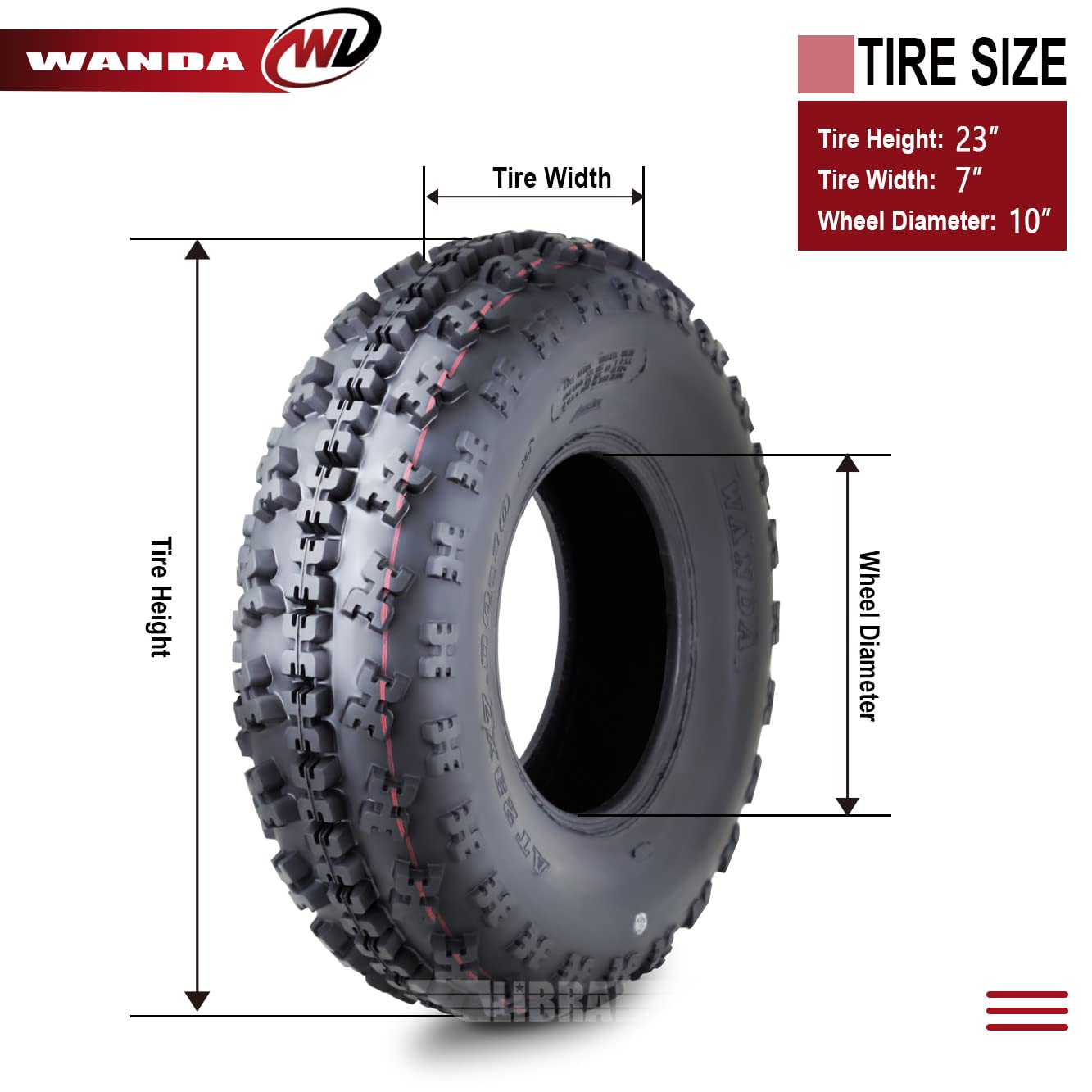 Set 4 Wanda Sport ATV tires 21×7-10 & 20×11-9 4PR 10075-10045 – Libra Trailer Parts