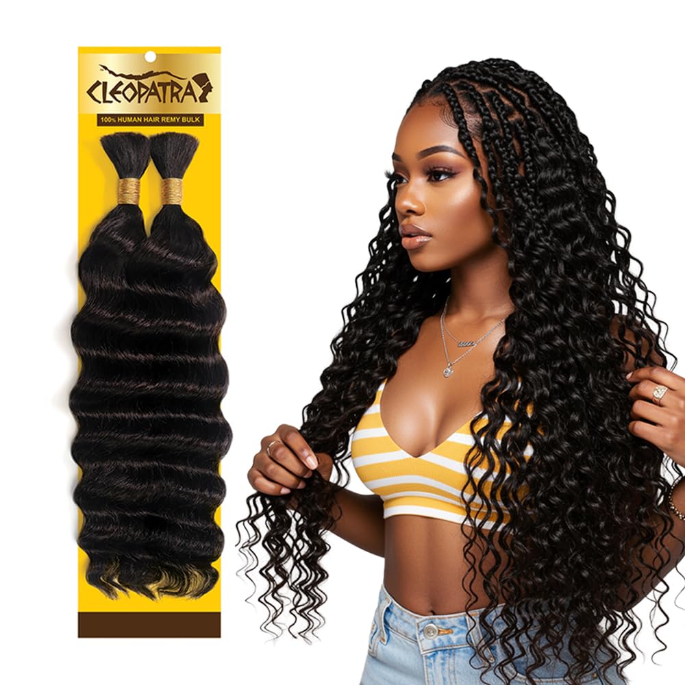 Human Braiding Hair for Boho Braids – Loose Deep Wave Boho Hair, No Weft, Natural Wave, Micro Braiding Hair, 100% Virgin Remy, 14 Inch 90g (2 Dark