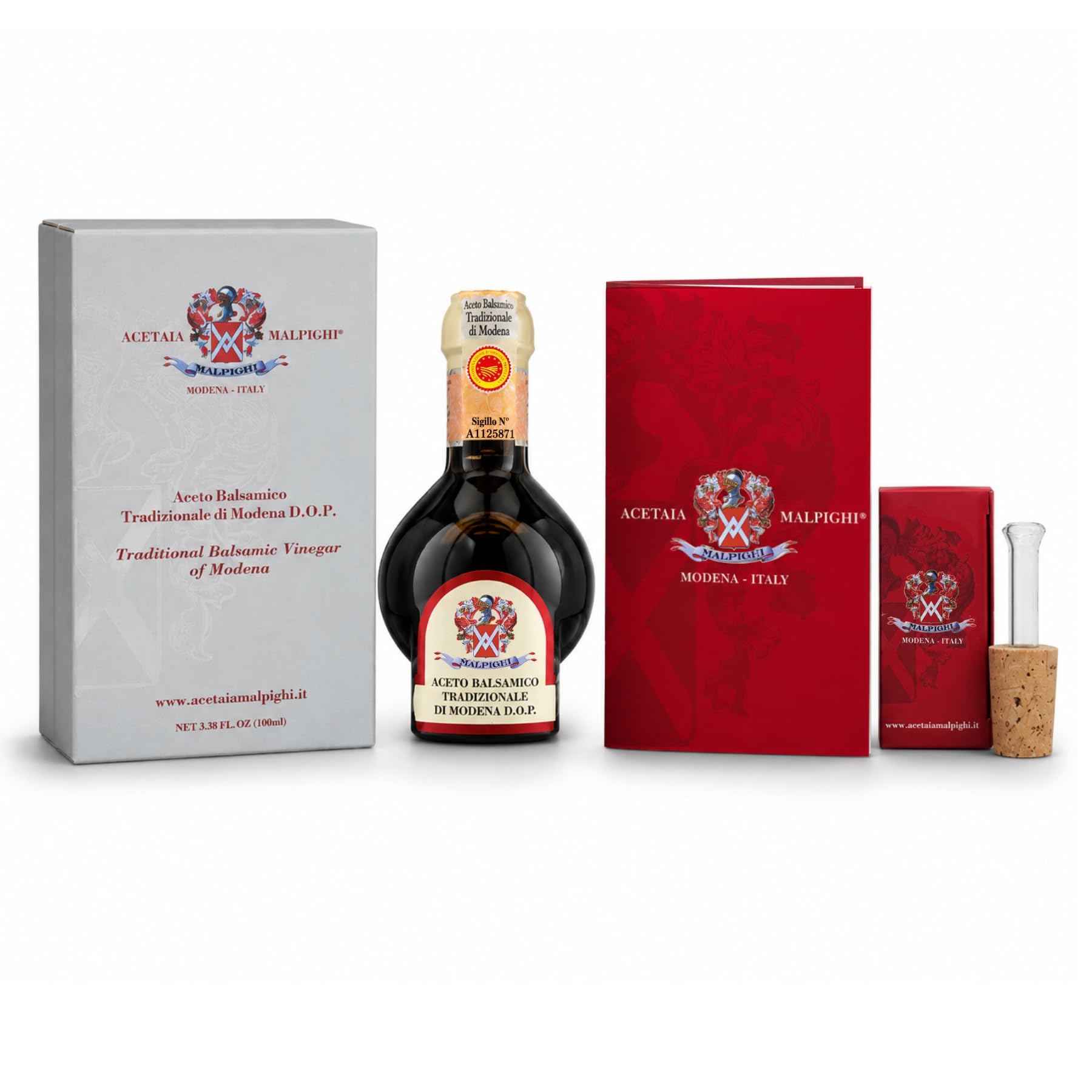 Acetaia Malpighi – Vinagre Balsámico Tradicional de Módena DOP Envejecido 12+ Años – 100 ml – Solo Mosto Cocido – Selección para Alta Gastronomía