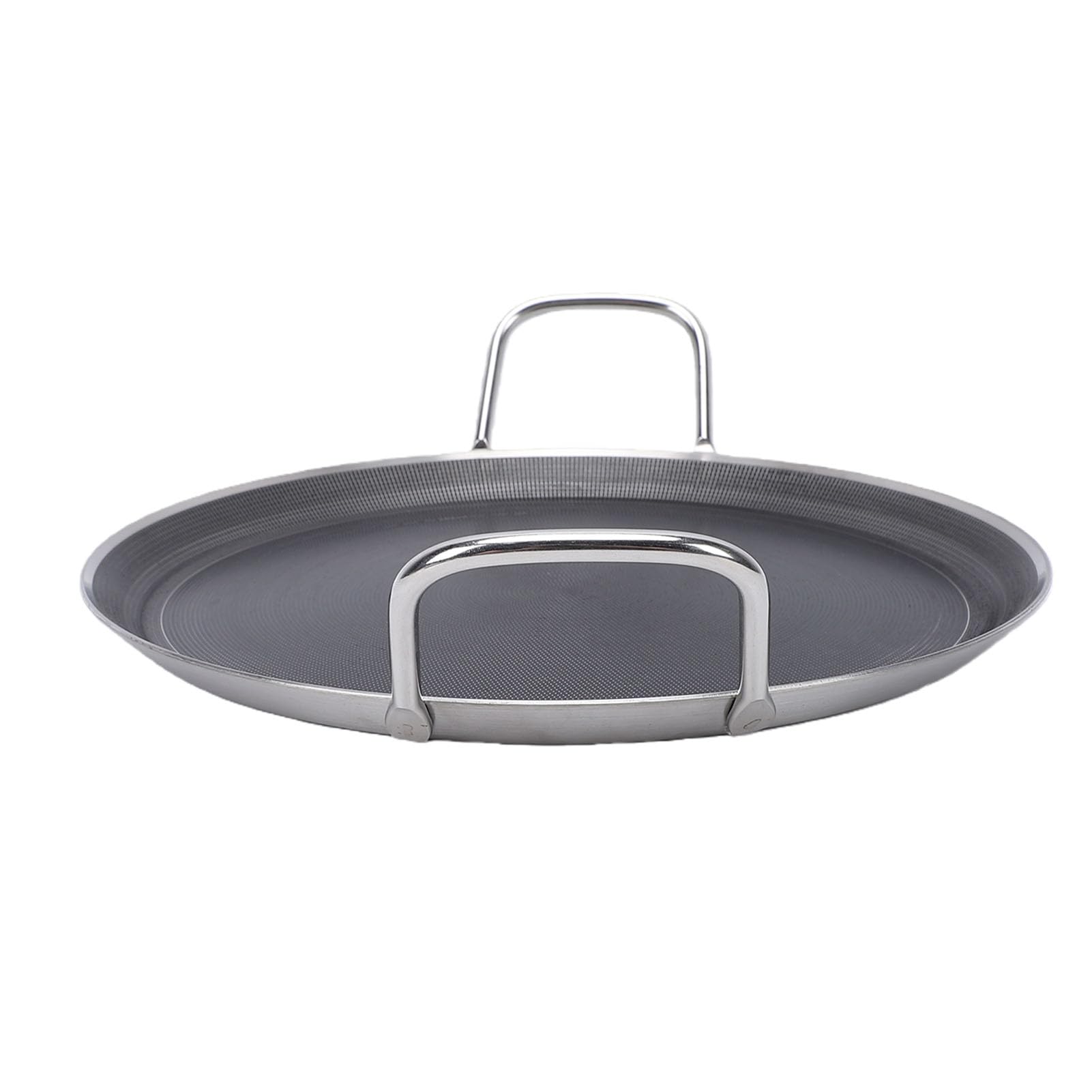 Zerodis Poêle à Frire, Poêle à Crêpes Plate en Acier Inoxydable, Double Poignées, Fond épais Antiadhésif pour la Maison, la Cuisine, la Cuisinière, le Gaz, L'induction, la Céramique et