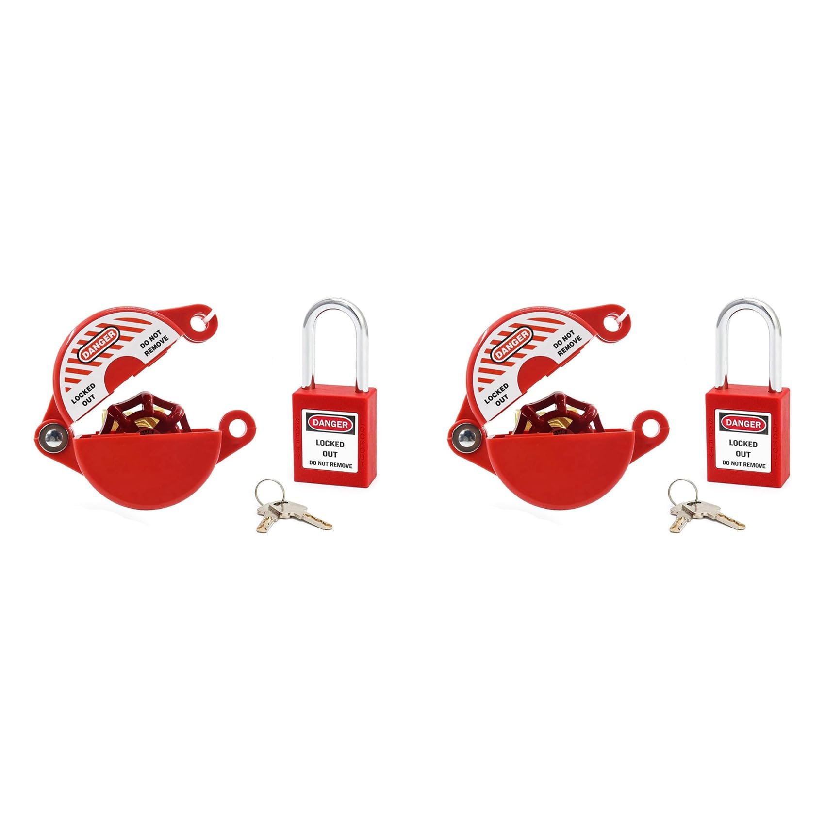 Jnchdghwa Red 2X Outdoor Faucet Lock With Safety Padlock - Water Spigot Lock, Hose Bib Lock For 1 To 2-1/2 In Dia Valve Handles,Faucet