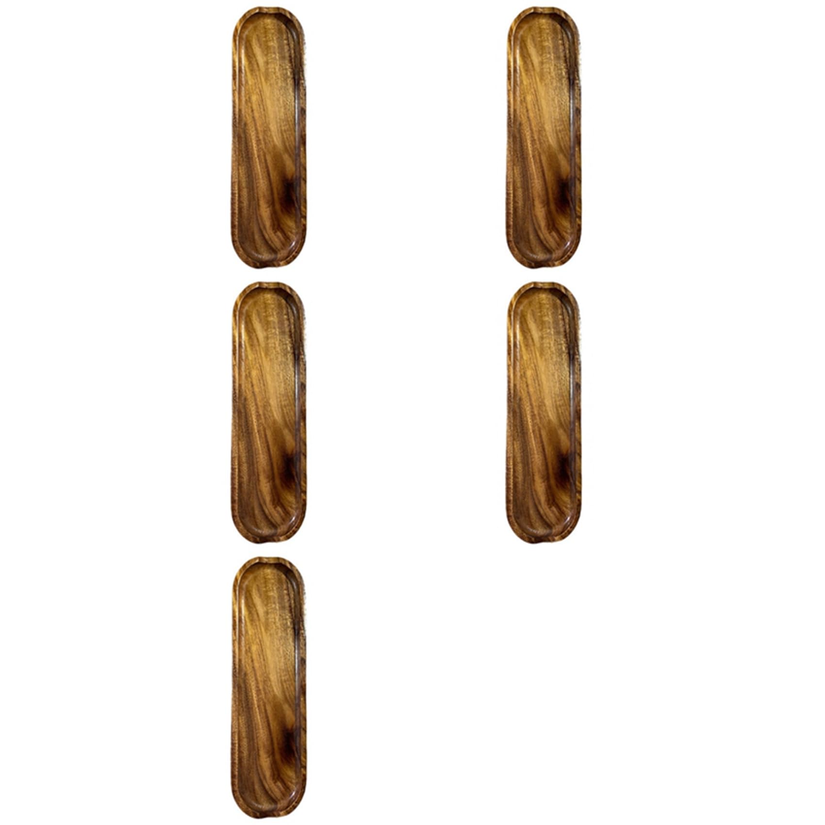 Hndhbfgrt 5X Teak Rectangular Wooden Plate Small Leaf Fruit Plate Snack Plate Wooden Tray Sushi Plate Spoon Shelf