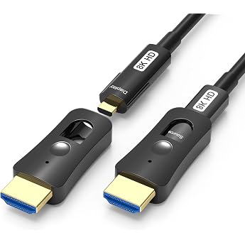 YIWENTEC HDMI Fiber Optic Cable HDMI 2.1 48Gbps High Speed Cable 8K@60Hz 4K@120Hz Support Dolby Dynamic HDR HDCP 2.3 Earc with Micro HDMI Pull Type 15 15 Meter