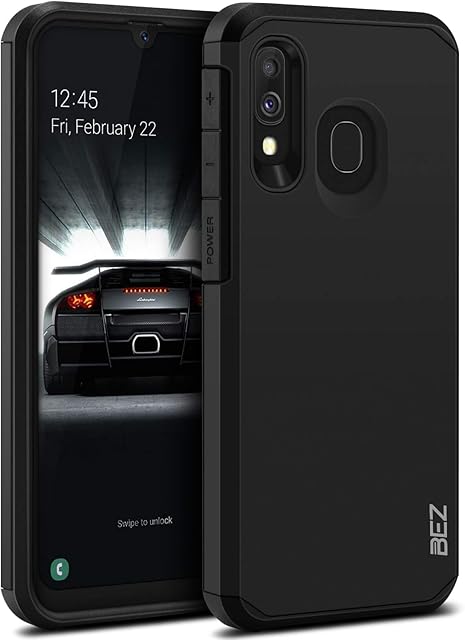BEZ Samsung A40 Case, Samsung Galaxy A40 Phone Case, Shockproof Cover Compatible with Samsung Galaxy A40, Shock Absorbing, Heavy Duty Dual Layer Tough Cover - Black