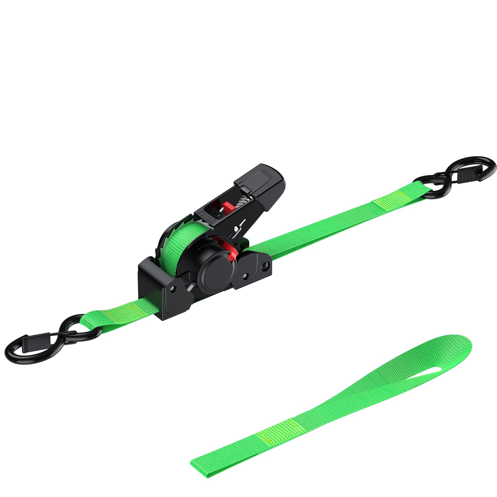 EYPINS Correas retráctiles de Amarre de trinquete (Paquete de 4) – 3,5 m de Longitud, 640 kg de Resistencia a la Rotura, Mecanismo de retracción automática, Ganchos en S con Bloqueo de Resorte y Asas