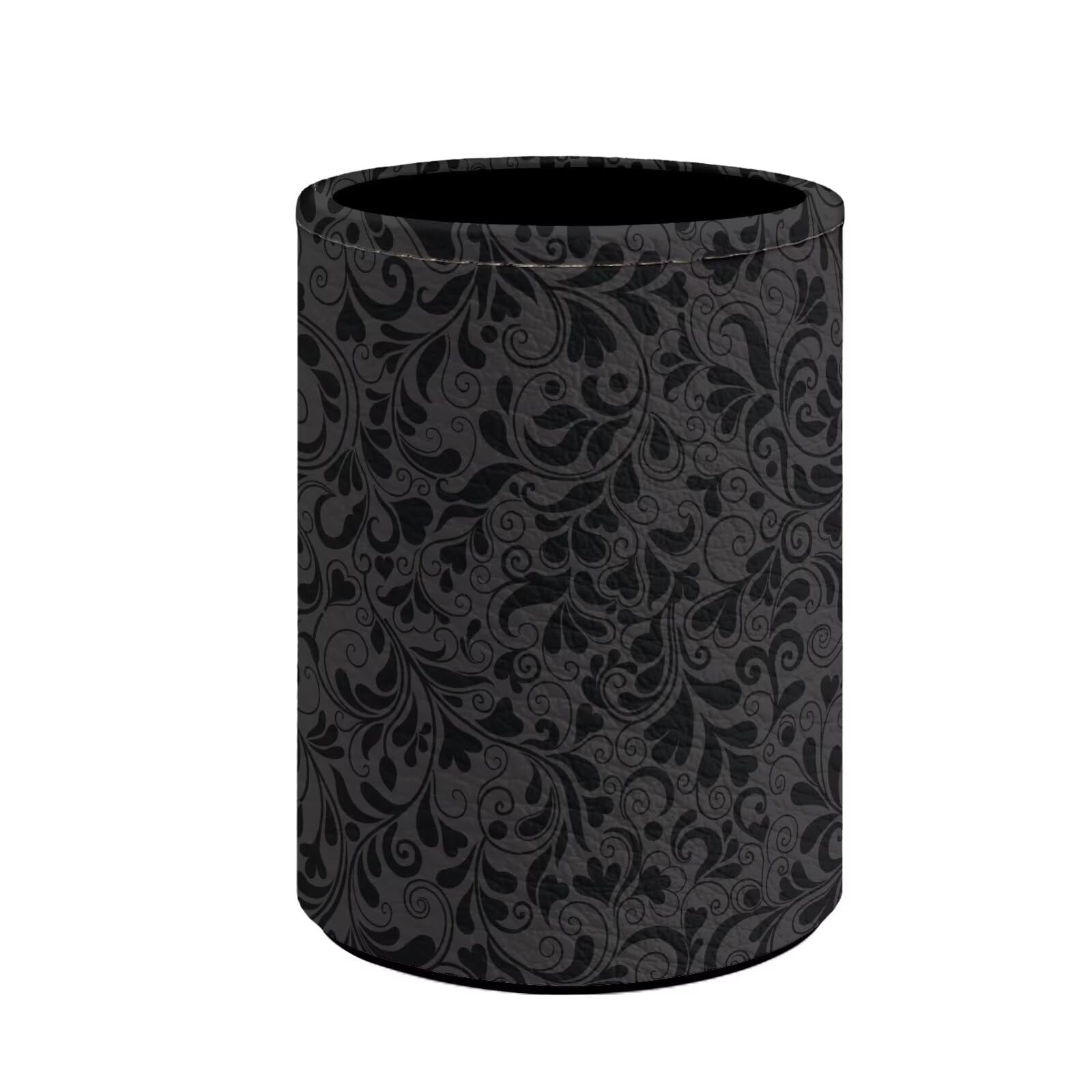 Buxolandt Vintage Flower Textured Print Pen Holder PU Pencil Holder for Desk, Round Desktop Organizer and Pencil Cup for Office, School, Home Decor and Stationary Supplies (7.6 x 7.6 x 10.3 cm) โ image 1