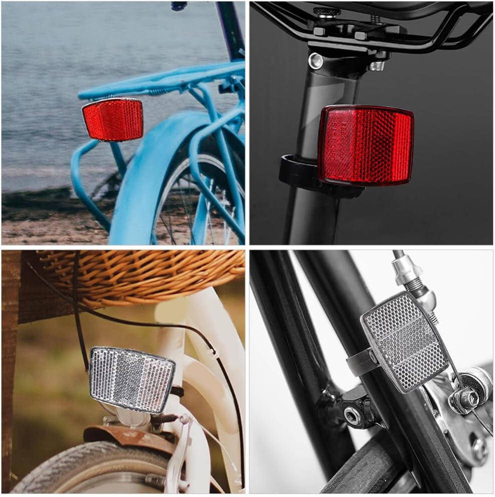 INOOMP 4pcs Bike Reflector Lightweight Front Rear Reflectors for Enhanced Visibility Easy Installation Reflective Tools for Mountain and Road Bicycles