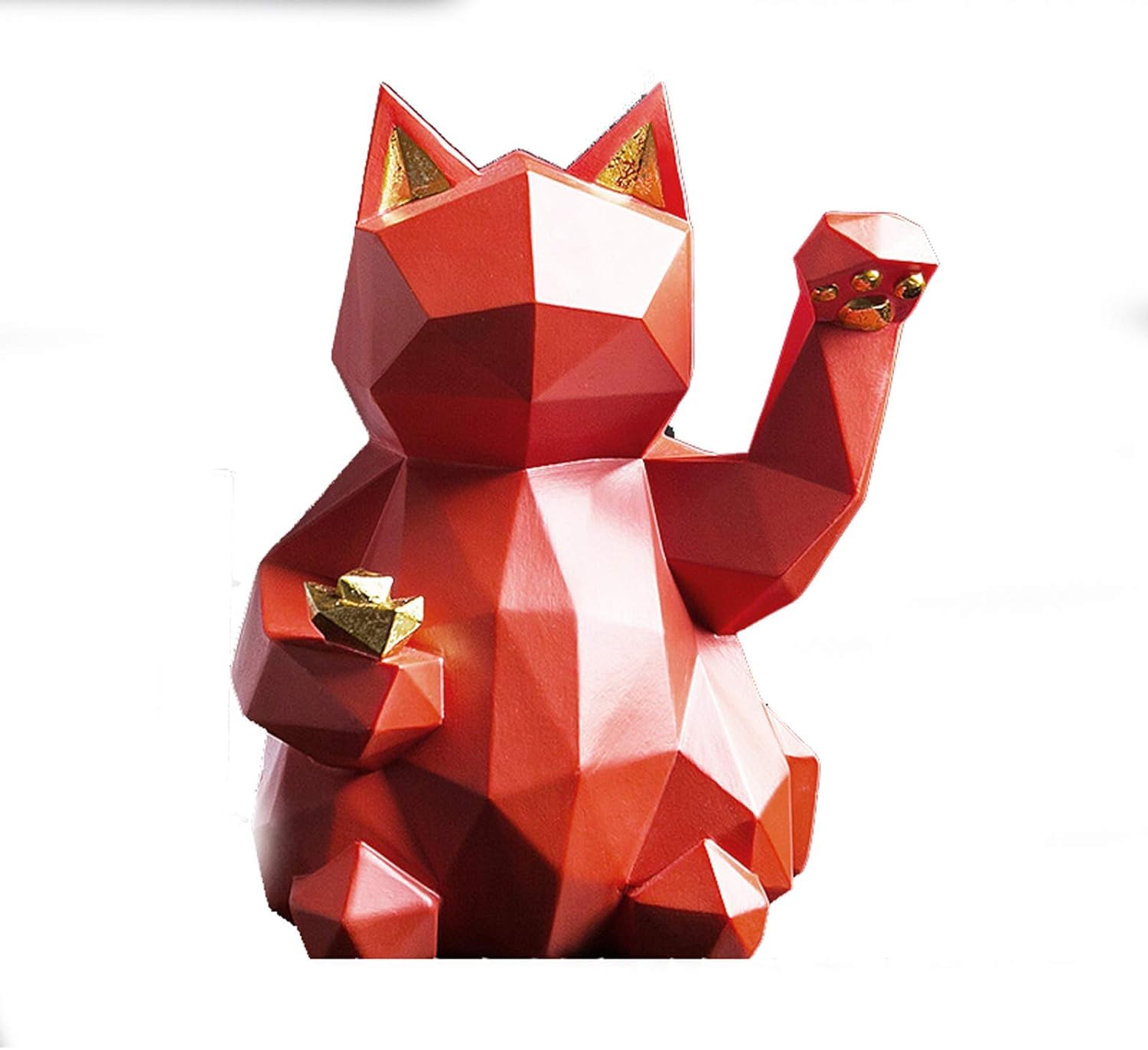 Lucky Cat,Resin Welcoming Cat,Symbolizing Wealth Cute Lucky,Love Cat Lovely Car Decoration Home Office Decoratio Gift,Cake Baking Decorations Fortune Cat Ornaments,Red,L