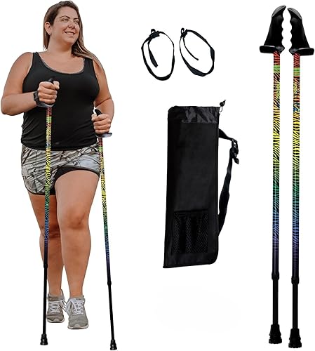 Miniatura 30 de York Nordic Bastones de senderismo motivadores grandes y altos para equilibrio y rehabilitación, 2 piezas, fuertes bloqueos de botón, patas de goma