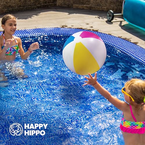 Image of Happy Hippo 22 inch Beach Ball (Pack of 3), Inflatable Beach Balls, Swimming Pool Toys, Classic, Pastel