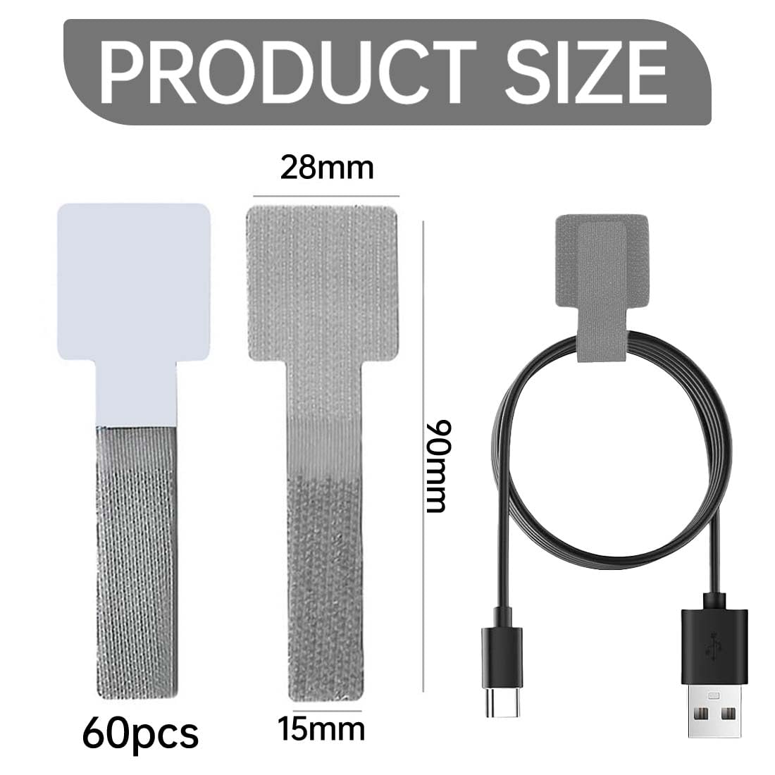 60 Fascette Fermacavi Da Mettere Sotto La Scrivania, Autoadesive, Con Gancio E Anello,Organizer Per Cavi Per Tv, Pc, Laptop, Ethernet,Desktop,Grigio,Piccole,Organizer Cavi Adesivi Resistente.