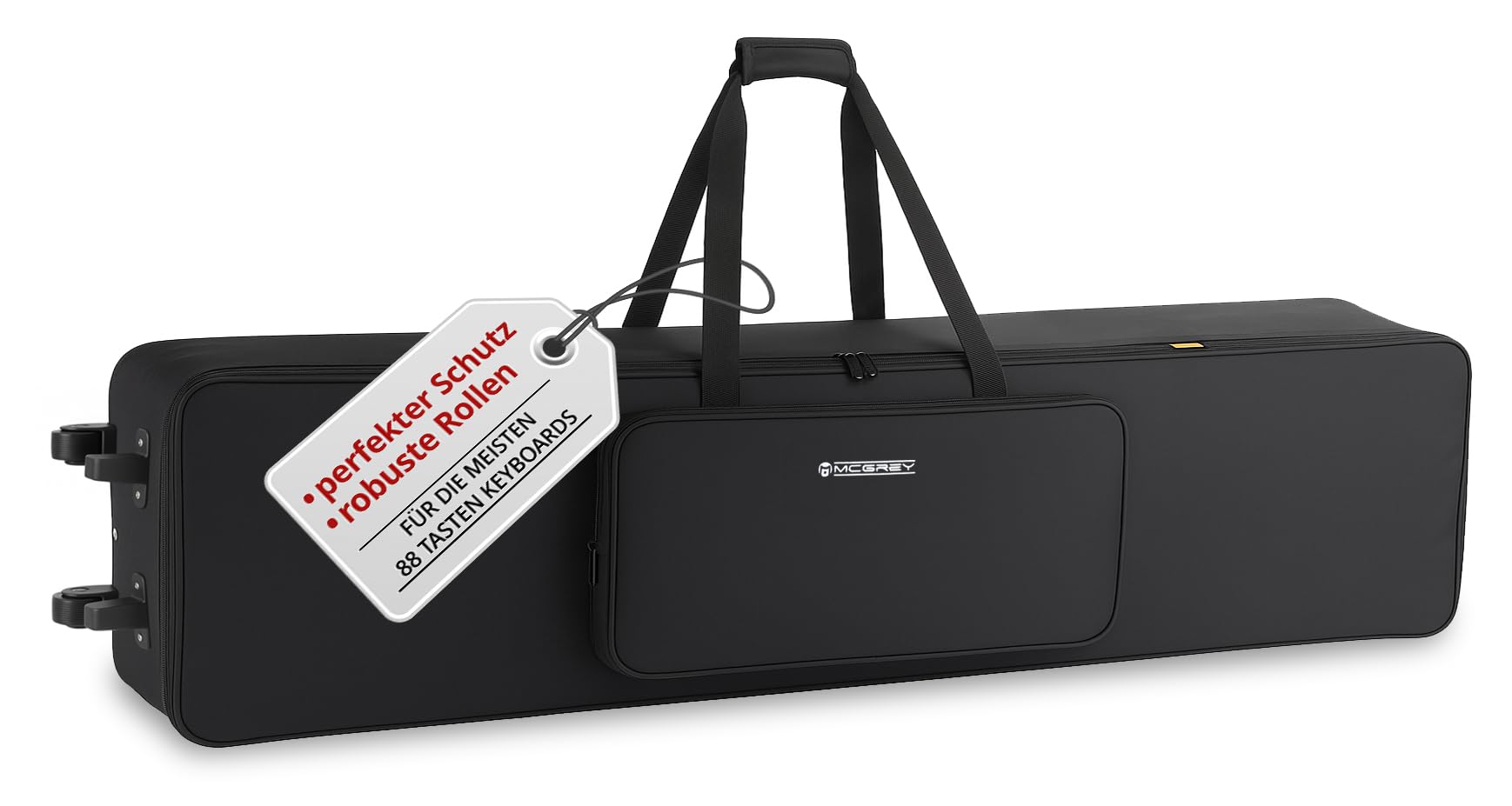 McGrey KBT-3222-88 Keyboardtrolley - Trolley-Gigbag für Keyboard & Piano mit 88 Tasten - Leicht, komfortabel & robust - Dicke Innenpolsterung - Gepolsterte Rucksackgarnitur - Wasserabweisend - schwarz