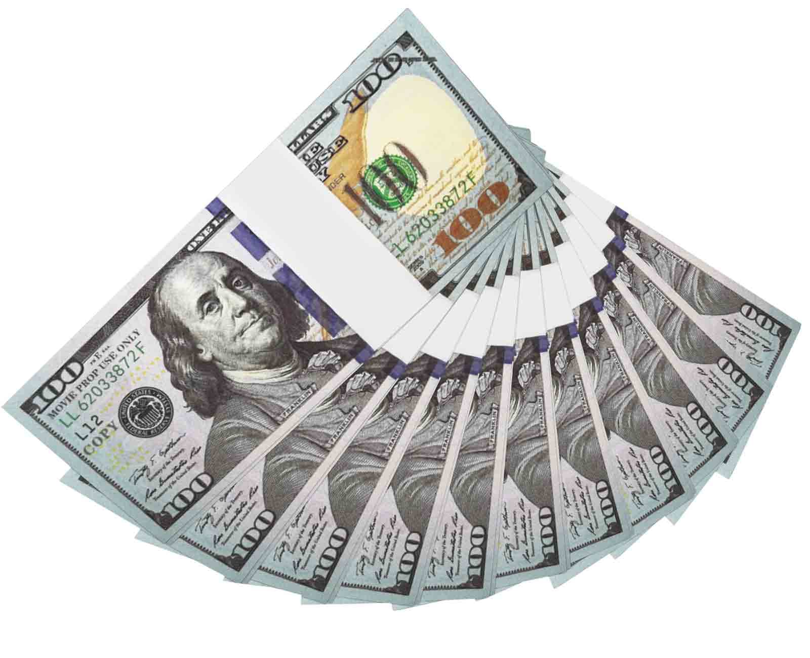 Muvopct Movie Prop Money Full Print 2 Sided,100 pcs 100 Dollar Bills
