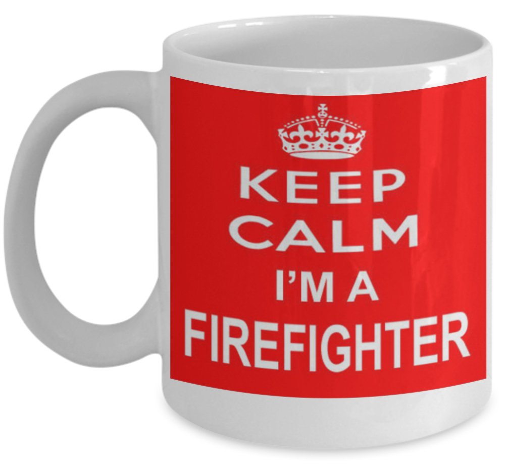 Shaniztoons White Keep Calm I'm A Firefighter Fireman Gift Mug