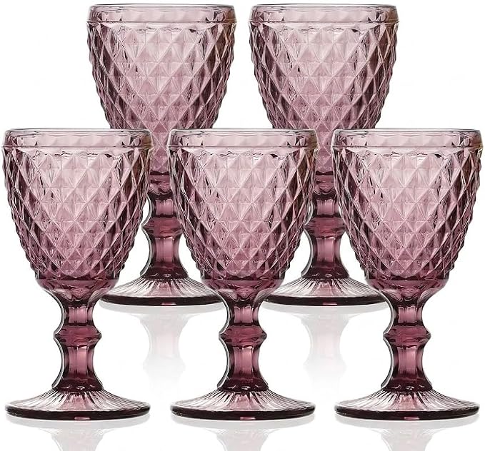 Set de 6 Copas Sidari de Cristal Morado 350 ml – Elegancia y Durabilidad