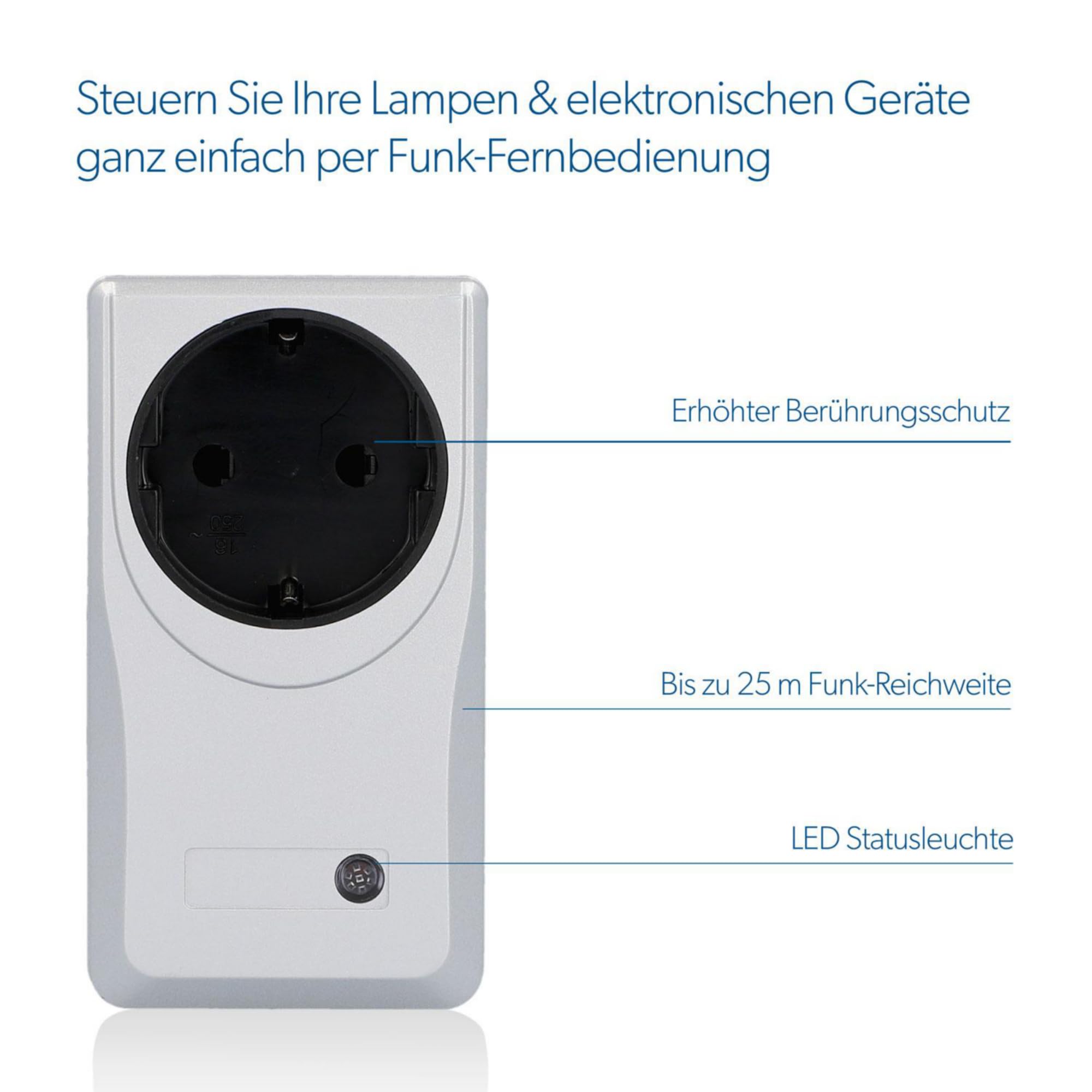 Presa Con Telecomando Unitec - 3 Prese, Radiofrequenza 433.92MHz, Portata 25m, Argento, Per Interni - Foto 2