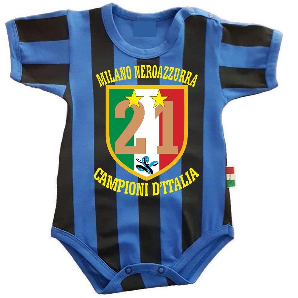 PELUSCIAMO Body Nero Azzurro NeroAzzurri Campioni D'Italia 21 Scudetti 2 Stelle | Personalizzato Con Nome e Numero PS 32768-SCINT-01