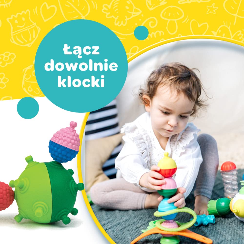 Trefl, Lalaboom - Kulko-klocki Sensoryczne, Zwierzątka - Zestaw 24 Elementów, Zabawka 4w1, Klocki dla Maluchów, Rozwój Motoryczny, Bezpieczna Zabawka Edukacyjna dla Dzieci od 10 miesięcy