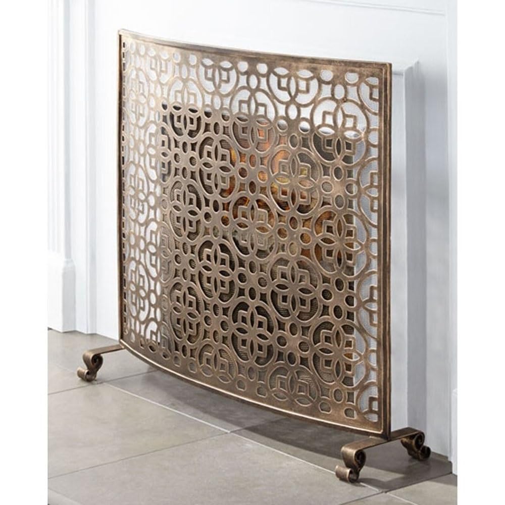 Rete parafuoco per forni Schermo for camino con motivo traforato in metallo, dispositivo ignifugo, divisorio for pavimenti, recinzione decorativa