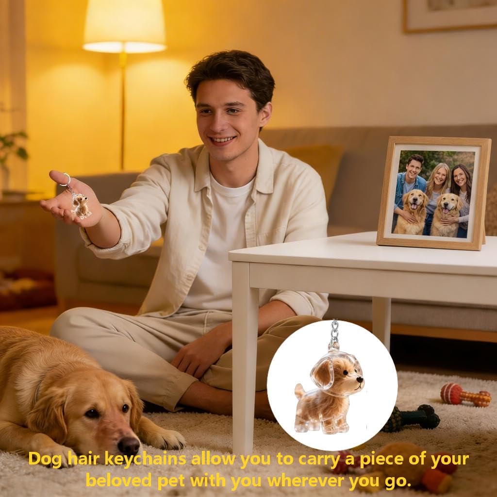 3 Portachiavi Capsule Trasparenti per Peli di Cani – Ricordo Commemorativo DIY, Ciondolo per Conservare Peli o Baffi del Cane, Portachiavi Memoriale per Amanti degli Animali
