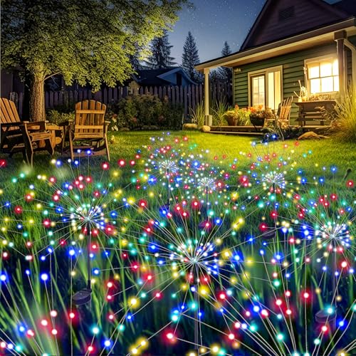 GIGALUMI Gartendekoration, Außenleuchten, 120 LEDs, 8 Stück, Solar-Gartenleuchten für Weihnachten, Fee, Feuerwerk, dekorativ, solarbetrieben, für Hof, Weg, Blumenbeet, Pflanzgefäß, Balkon, Terrasse