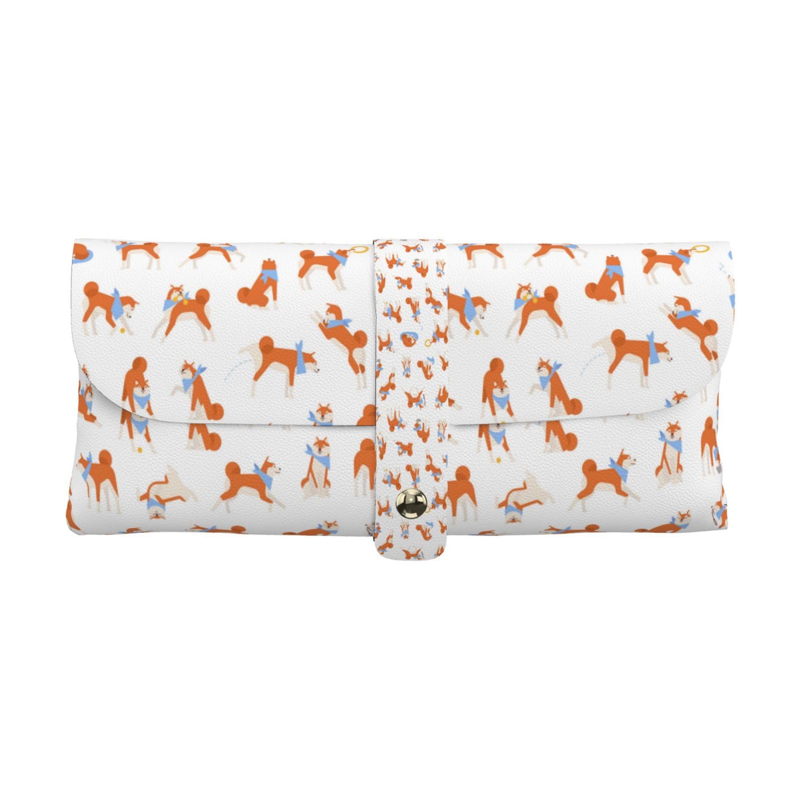 Poadnly Unisex Kids As Picture Adorable Akita Inu, Portable Eyewear Case Soft Eyeglasses Bag Anti-Scratch Spectacles Sleeve Pu Leather Sunglasses Case