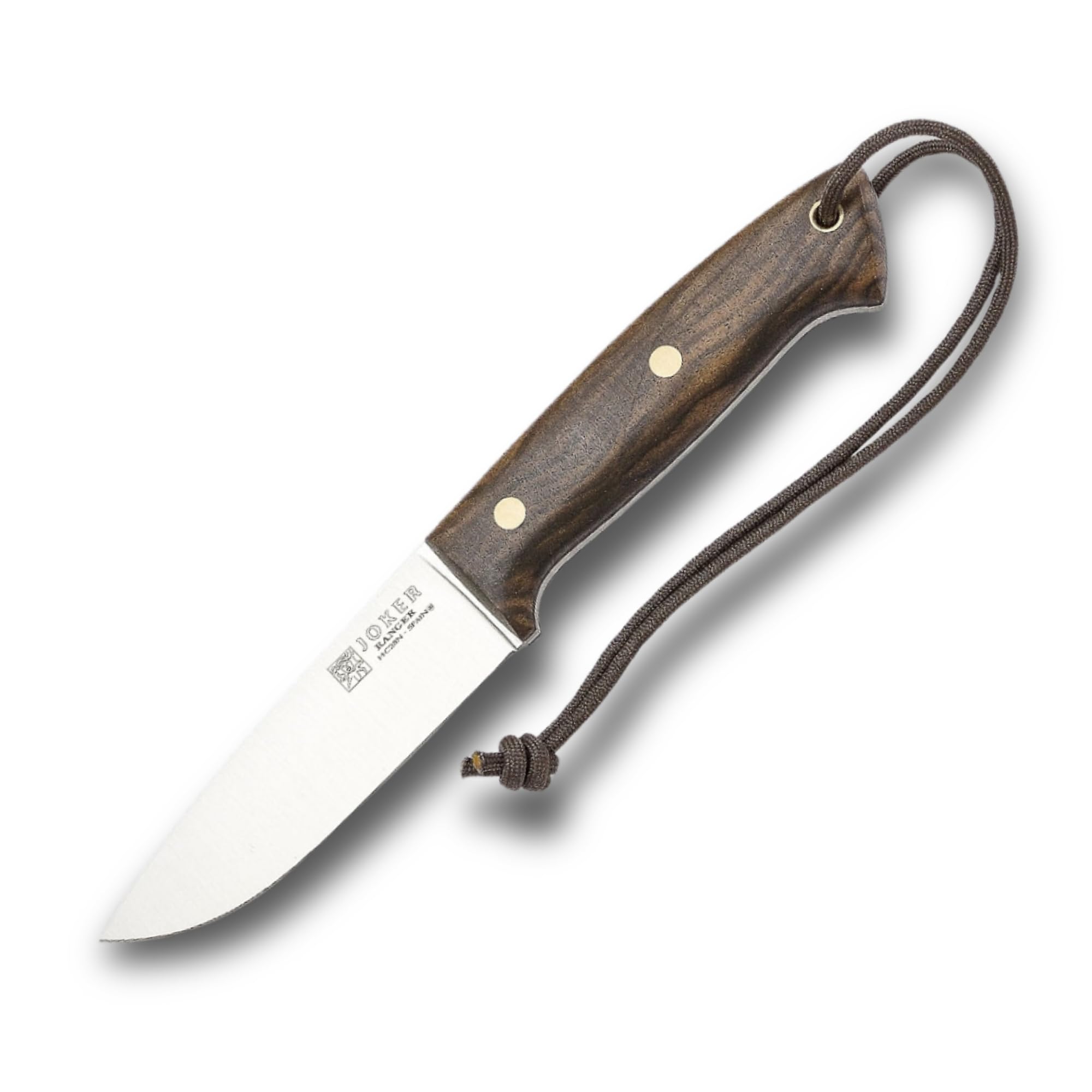 Joker CN144 Jagdmesser Ranger – 11 cm Klinge, Walnussholzgriff, braune Lederscheide – Outdoor-, Angel-, Jagd- und Campingmesser