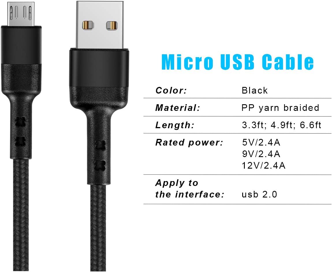 Black Friday - 40% OFF HONGDE 3 Pack Micro USB Cable(3.3ft+4.9ft+6.6ft), Android Charger Micro USB to USB A Braided Cord Compatible with Samsung Galaxy S6 S7 Edge Note 5, Kindle and More, Black