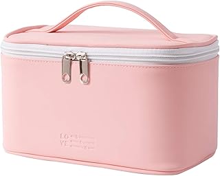 Meiyuuo Makeup Bag Large Cosmetic Bags for Women Girls Cute Travel Zipper Pouch Toiletry Organizer for Beauty Essentials Waterproof (Light Pink)