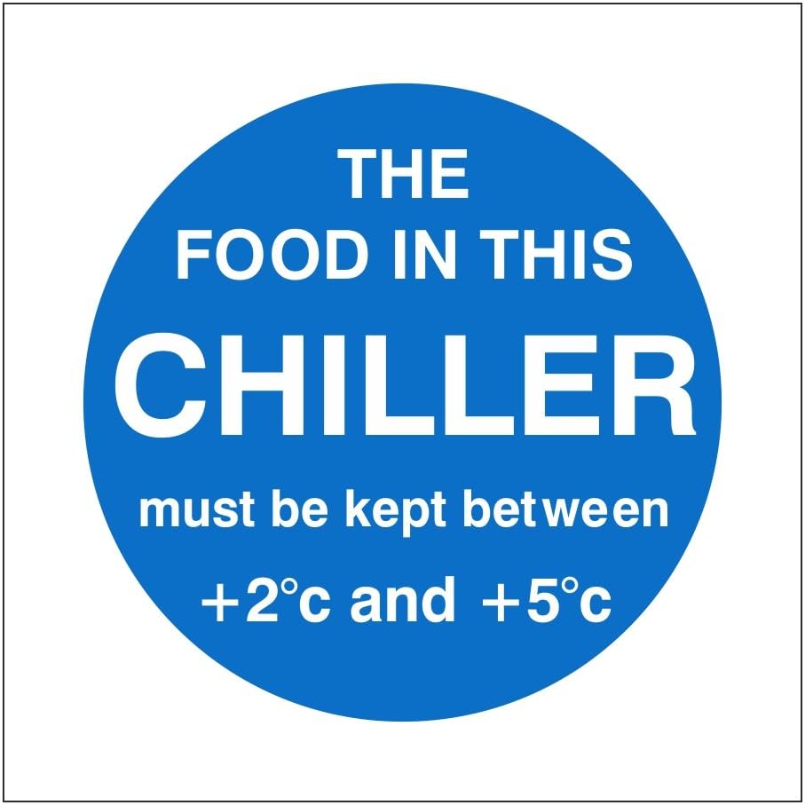 Chiller Display Temp Sign Notice (Self - Adhesive) Pack of 5