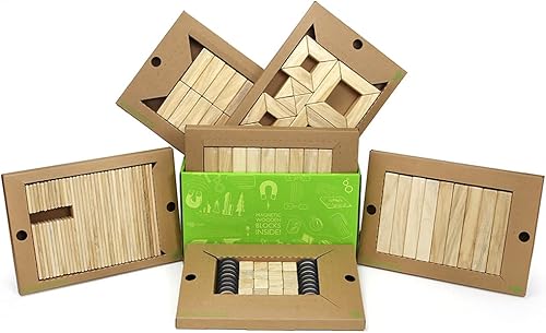 Tegu set de 130 piezas de madera magnéticas para el aula, talla única , Natural