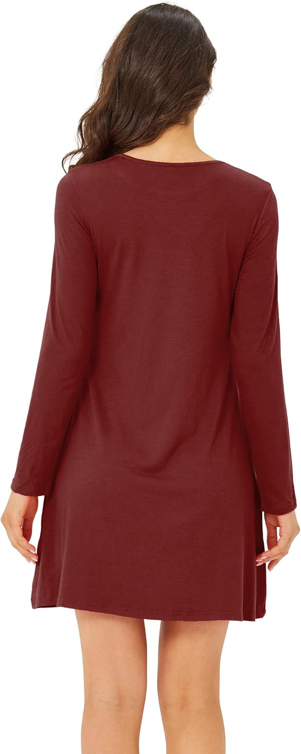 Spmor Women's Short Sleeve Loose Pocket Dresses Plain Casual Knitting Tops - Image 3