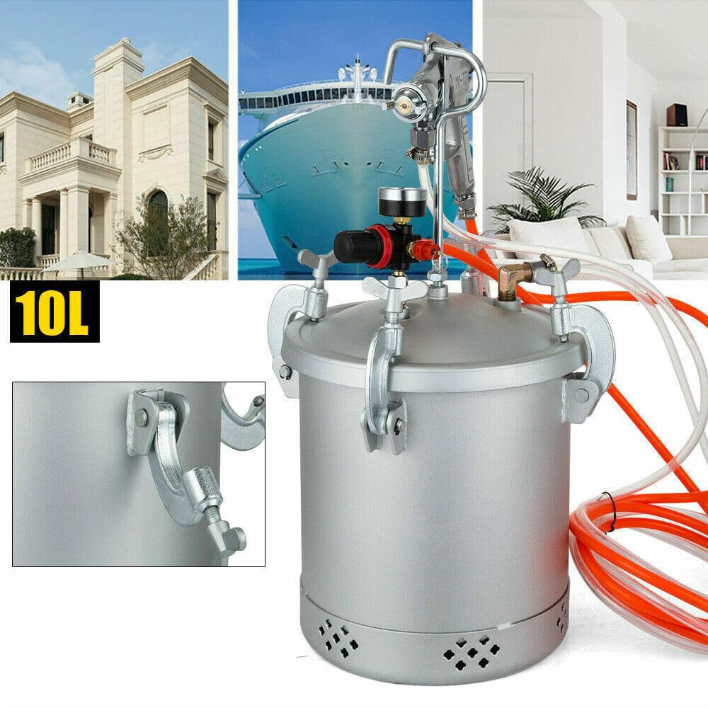 Pistolet Pulvérisateur 10 l, 3.0 mm 60 PSI Sécu à Pression avec Réservoir de Peinture