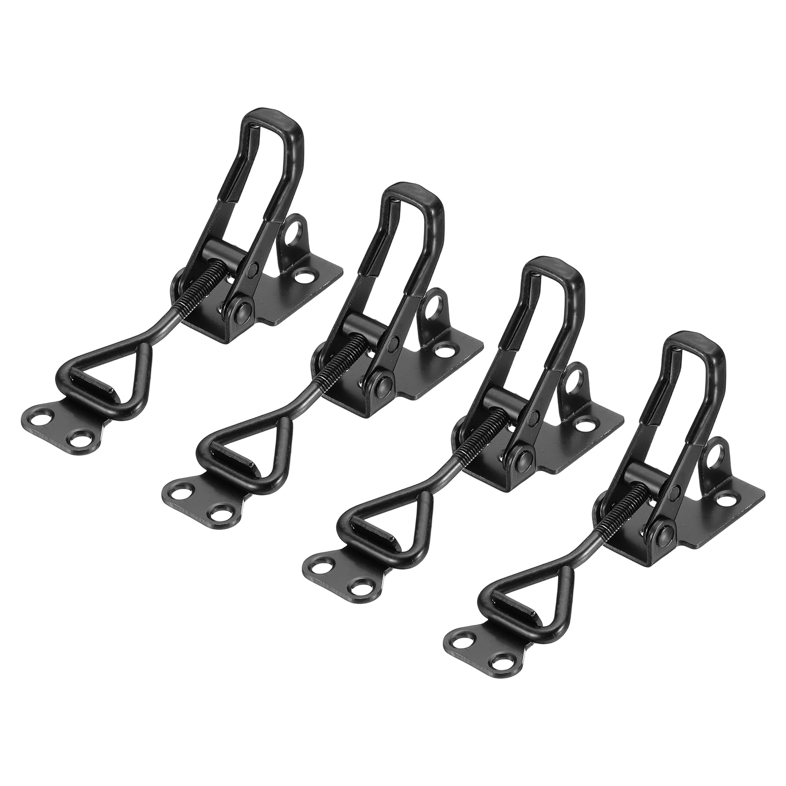 sourcing map 4pcs Adjustable Toggle Clamp M5 x 25mm 220lbs Holding Capacity 4001 Style Quick Release Pull Latches Clamps Hasp with Lock Hole for Smoker Lid Jig Tool Box Case, Black