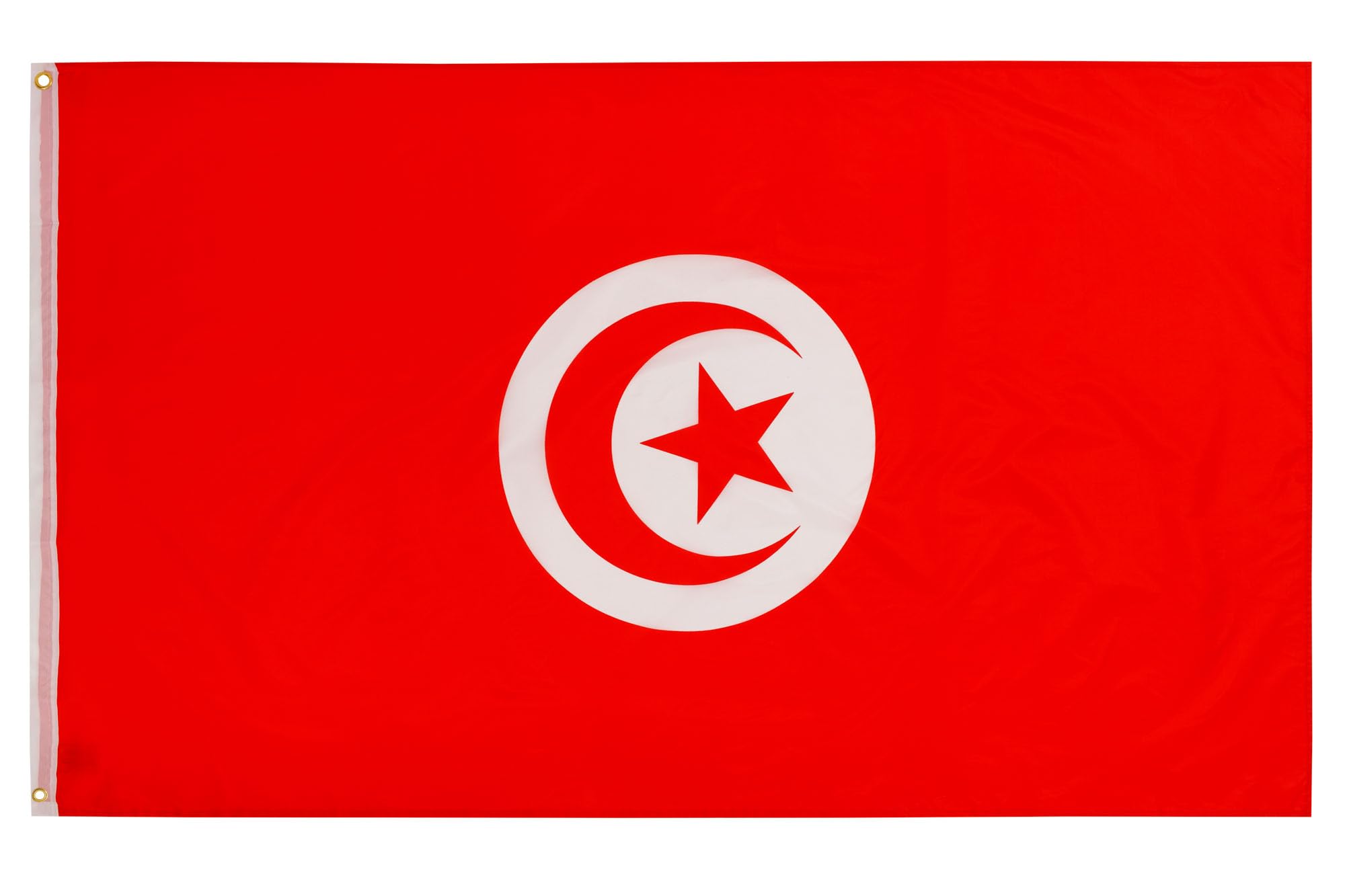 PHENO FLAGS Tunisia flag - Tunisian flag 3x5ft with brass eyelets - weatherproof national flag for flagpole - 100% polyester - 90x150cm