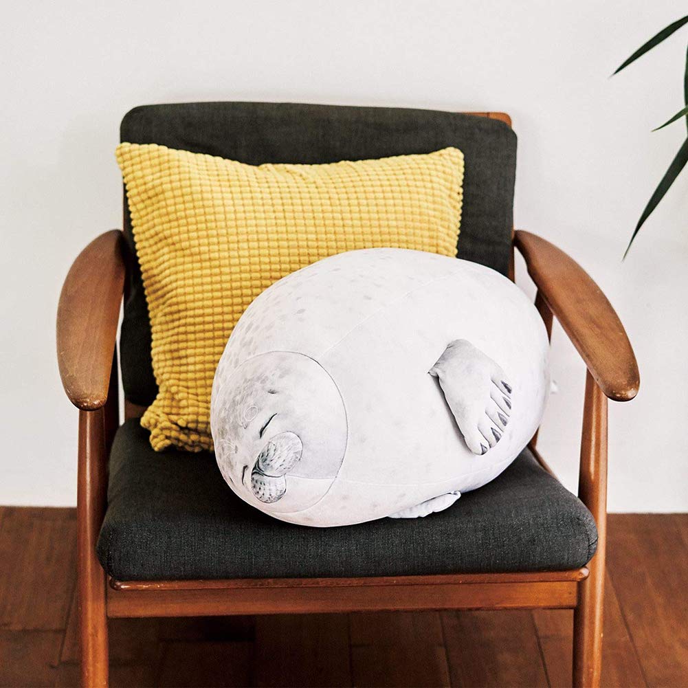 Aideal Osaka Blob Seal Plush Pillow Toy Soft Hugging Pillow Stuffed Animal Toy Doll Gifts for Kids and Adults(White,16-inches)