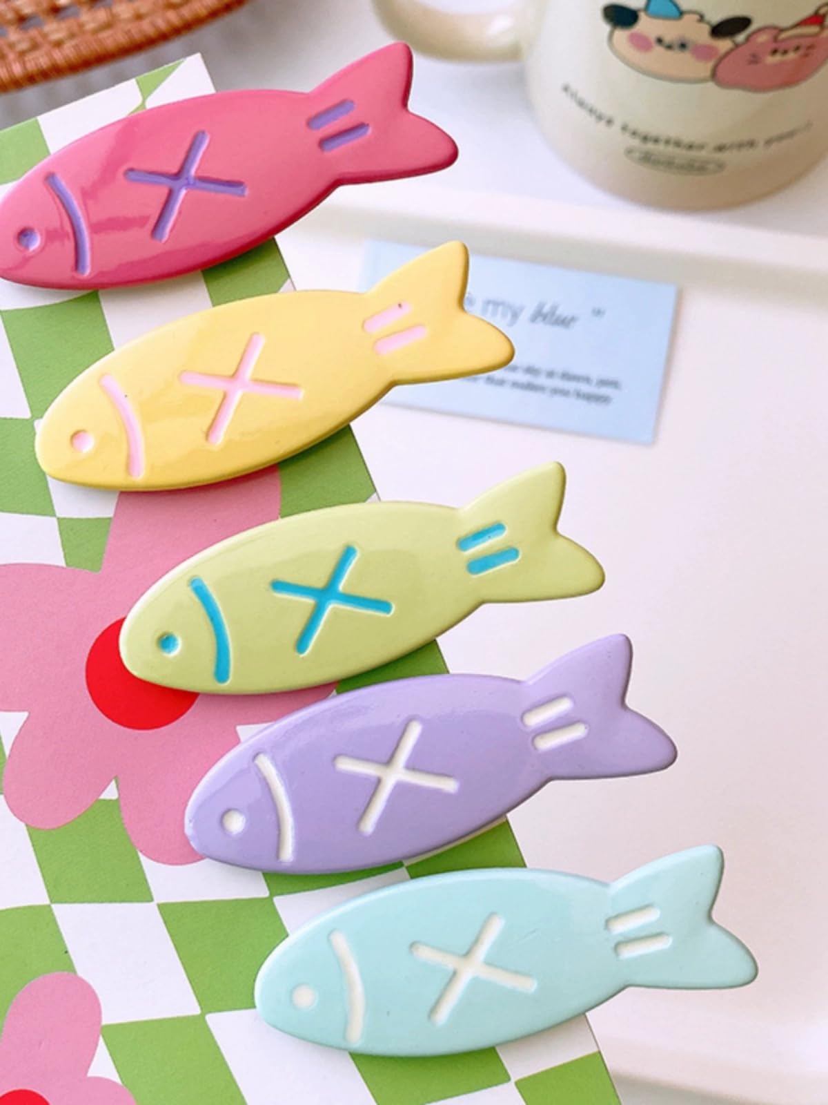 Amazon.co.jp: カラフル 魚 デザイン ヘアクリップ 5点セット 前髪用