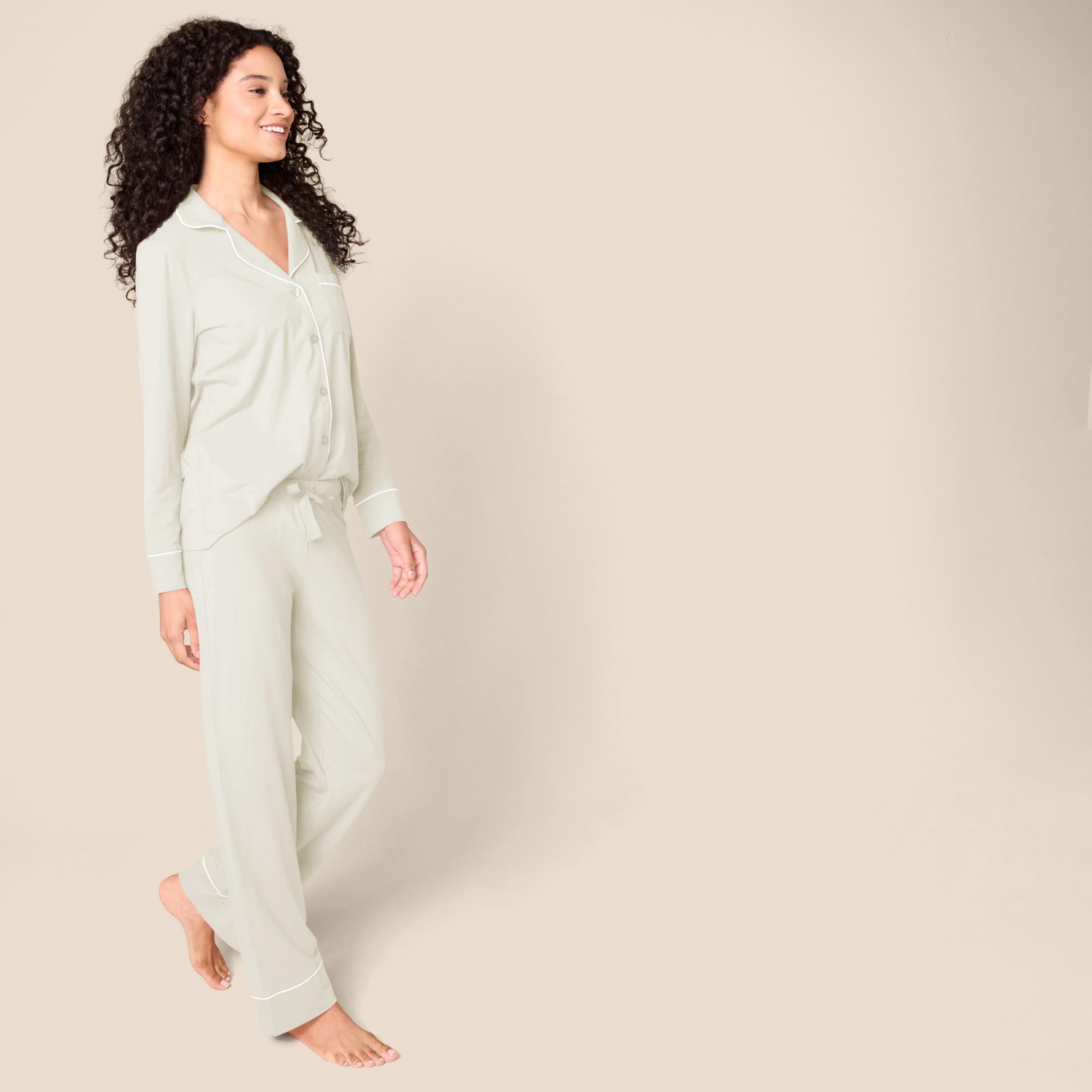 Amazon Essentials Camicia a Maniche Lunghe in Modal di Cotone e Pigiama a Tutta Lunghezza Donna