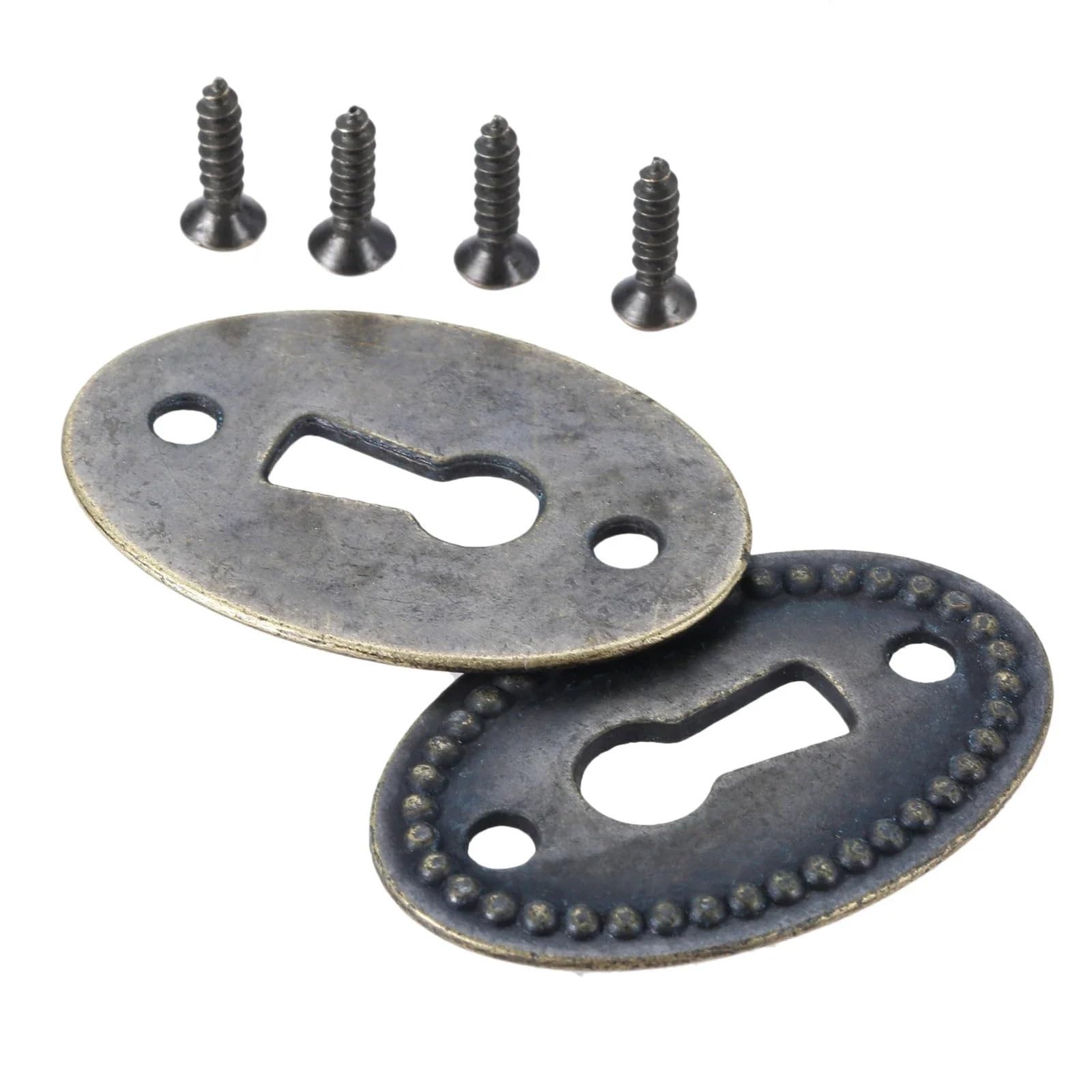 Usohjz 10Pcs 20/10 Pcs Antique Bronze Color Oval Shape Keyhole Cover Carved Hollow Connectors Jewelry Findings Furniture Hardware(10Pcs)
