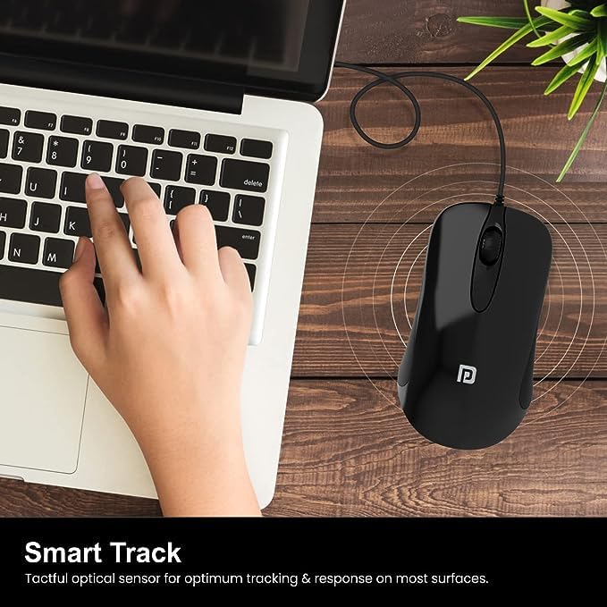 Image of Portronics Toad 26 Wired Optical Mouse with 1500 DPI, Optical Orientation, Click Wheel, 1.35M Cable Length(Black)(Pack of60)