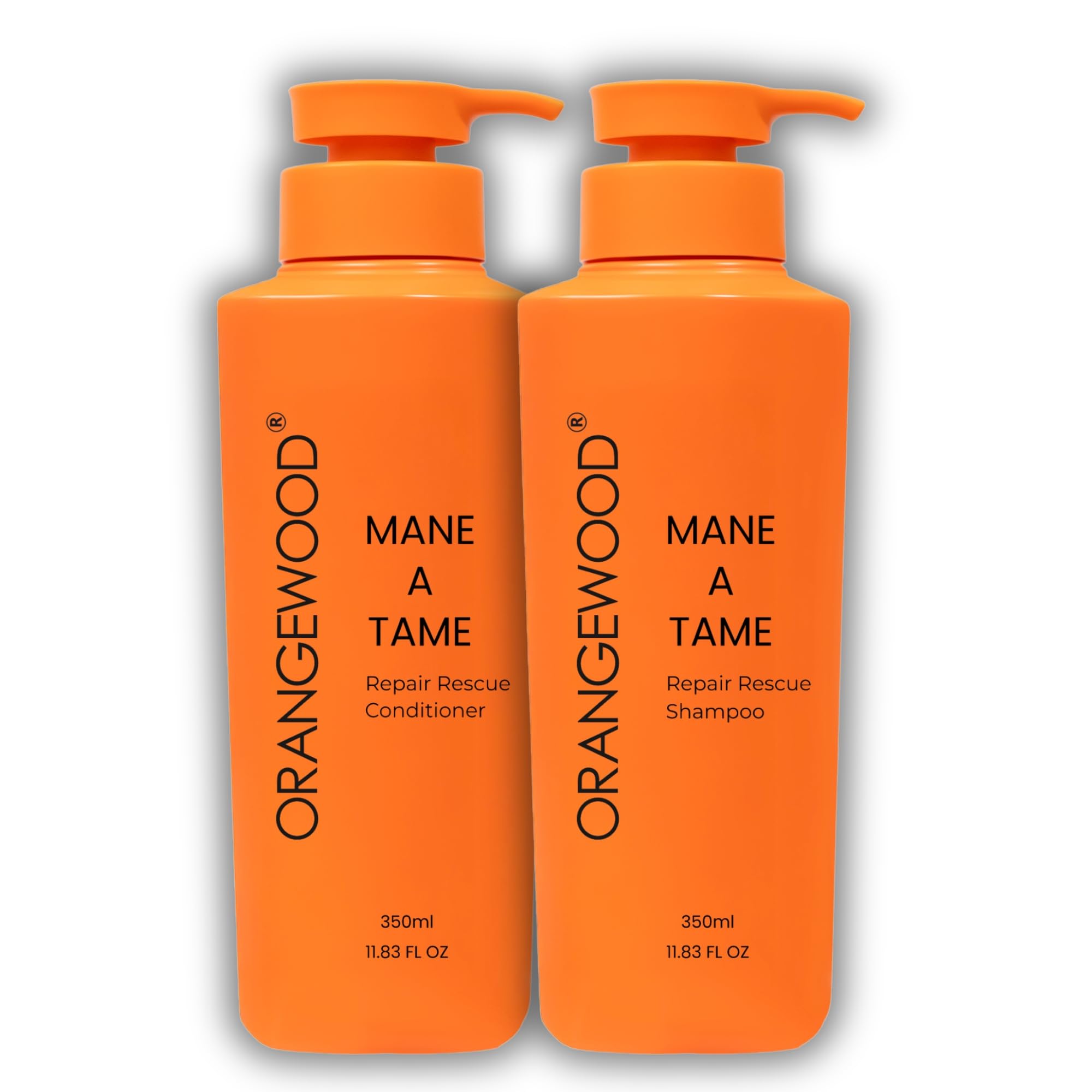 Orangewood Mane‑A‑Tame Repair Rescue Shampoo & Conditioner – 2 × 350 ml Combo – Sulphate‑, Paraben‑ & Mineral‑Oil‑Free – Infused with Lime, Avocado & Quinoa to Smooth & Repair Damaged Hair