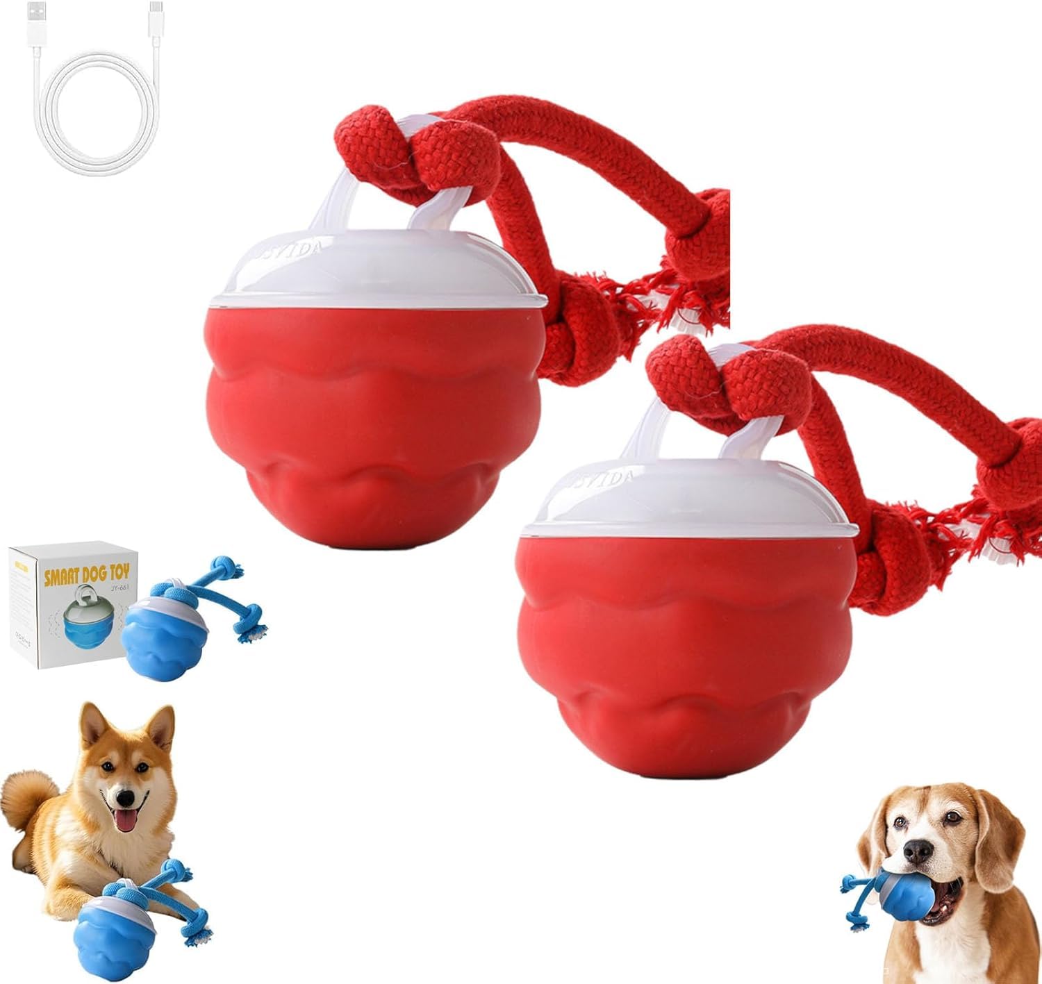 Yobensun - Juguete interactivo para perros – Pelota de movimiento y salto automático con movimiento activado, diseño chirriante a prueba de masticación para perros pequeños/medianos para mantenerlos